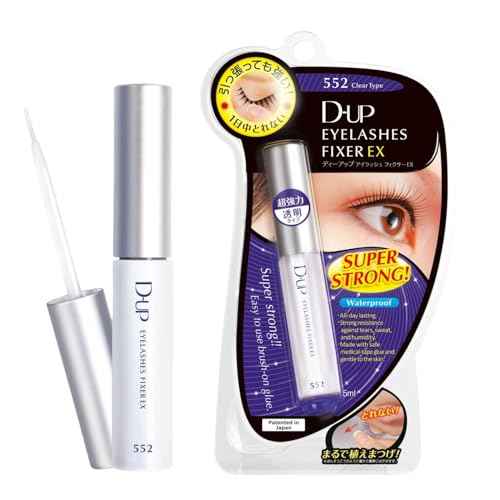 D-UP False Eyelash Glue for Sensitive Eyes, Clear Lash Glue for Eyelash Extensions, Waterproof Eyelash Adhesive for Sweat Resistant & Long Lasting Hold, Medical Grade from Japan, EX 552 Made in Korea