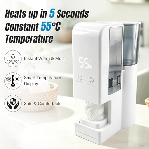 Hot Towel Warmer for Face - 5s Fast Heating, 55°C Constant Temperature