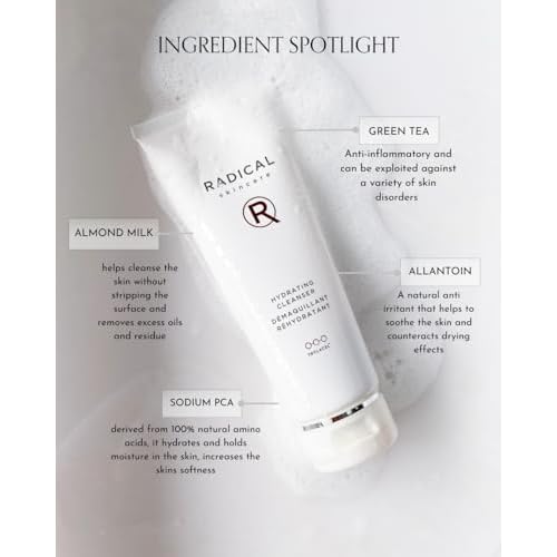 Radical Skincare Hydrating Cleanser- Non-Drying, Gentle Formula | For All Skin Types | Paraben & Cruelty Free (4 Fl Oz)