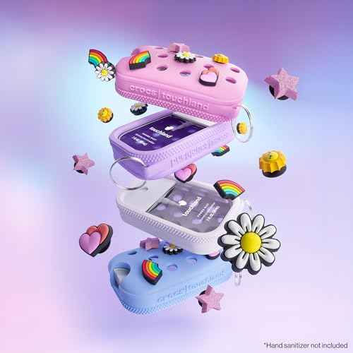 Touchland x Crocs Limited Edition Mist Case 1 Fl. OZ., Stylish Hand Sanitizer Spray Accessory, with 5 Jibbitz Charms and Keyring, Sugarpop Pink Color