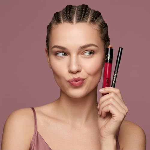ROUGINE Matte Lipstick & Lip Liner Combo - Red Love, Waterproof