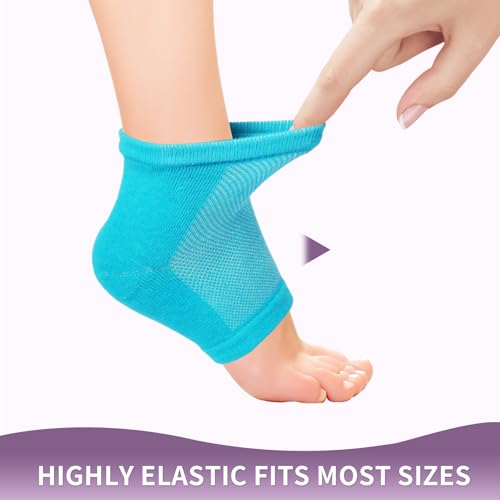 Moisturizing Heel Socks for Cracked Feet - Gel Toeless Foot Therapy, 2 Pairs