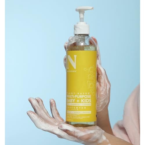 Dr. Natural Multi-Purpose Baby Plus Kids Soap - Body Wash and Shampoo - Gentle Soap with Shea Butter - Newborn Safe - Unscented - 16 oz