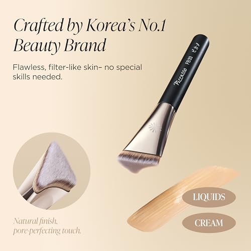 Piccasso FB33 Foundation Brush ? Tapping Cover Brush for Liquid & Cream Foundation, Fills Pores with Soft Bristles for Smooth and Flawless Face Makeup, Professional Korean Beauty Tool