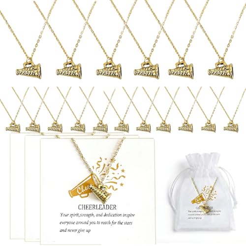 20 Gold Cheerleading Necklaces with Motivational Cards
