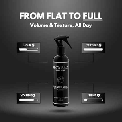 Flow Bros Sea Salt Spray for Hair ? Texturizing & Volumizing Sea Salt Spray with Natural Ingredients, Vitamin B5 & Amaranth Seed Extract ? Light Natural Finish, Alcohol, Paraben, Phthalate Free ? 8oz