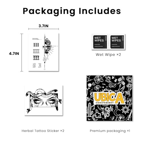 Semi Permanent Tattoo, Last 7-15 Days Temporary Tattoos for Hands, Premium Fake Tattoo Stickers, Water-Resistant and Non-reflective, Realistic Look