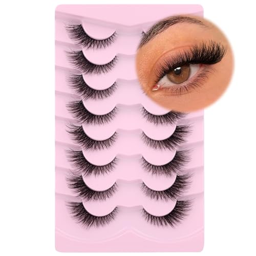 Wispy Fox Eye Lashes - Faux Mink Clear Band (8 Pairs)