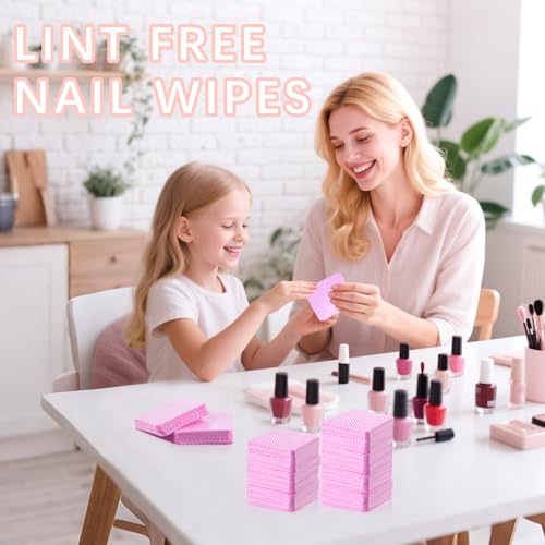 1500 Pcs Pink Lint Free Nail Wipes for Gel Polish Remover & Glue Cleaning