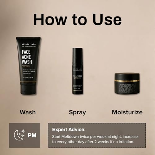 Shield 3-Step Acne System for Men - 4% Benzoyl Peroxide