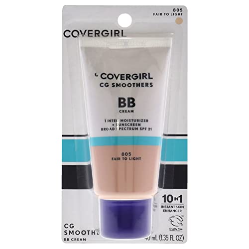 COVERGIRL Smoothers Lightweight BB Cream, Fair to Light 805, 1.35 oz (Packaging May Vary) Lightweight Hydrating 10-In-1 Skin Enhancer with SPF 21 UV Protection