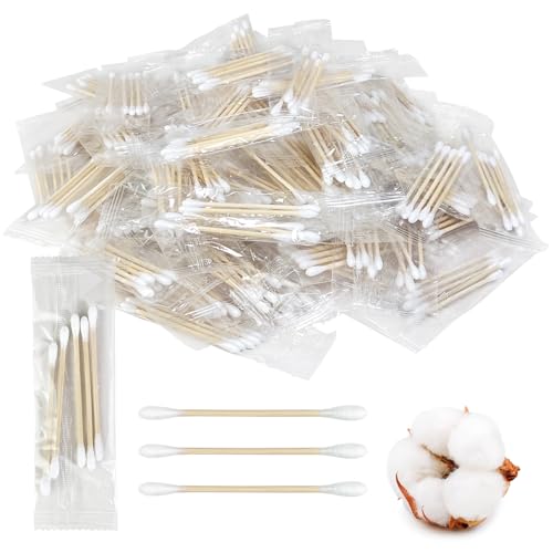 Meanhoo 500 Count Individually Wrapped Cotton Swabs - Travel & Hygiene Pack of 100 (5 Each)