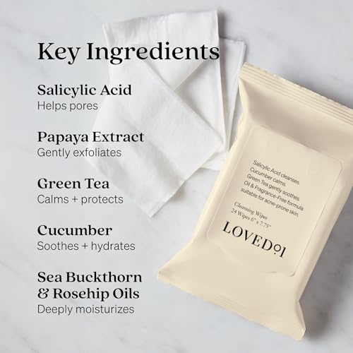 Loved01 Face & Body Salicylic Acid Cleansing Wipes, John Legend Skincare, Oil & Fragrance-Free, No Rinse, Green Tea Extract, Blemish Prone Skin, On-the-Go, Vegan & Cruelty-Free, 3-Pack, 72 Wipes