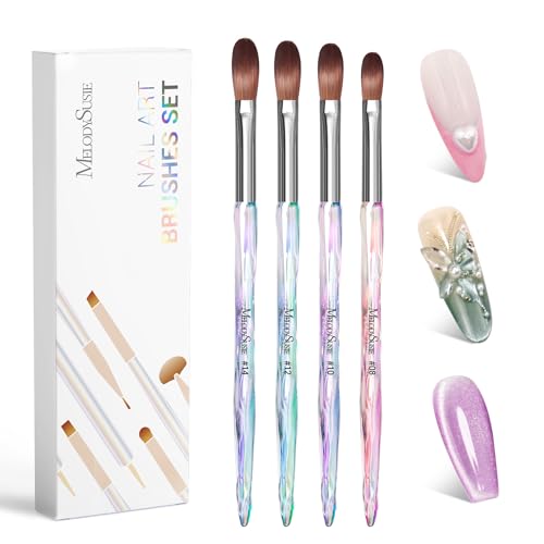 MelodySusie 4-Piece Acrylic Nail Brush Set for Art & Extensions