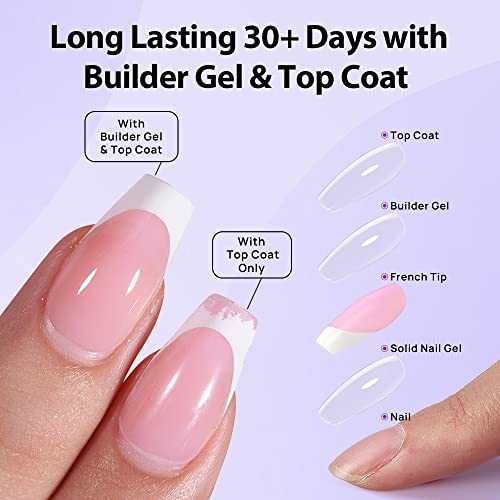 btartboxnails French Nails Black - Builder Gel, Square Nail Tips, 150Pcs Soft Gel Tips