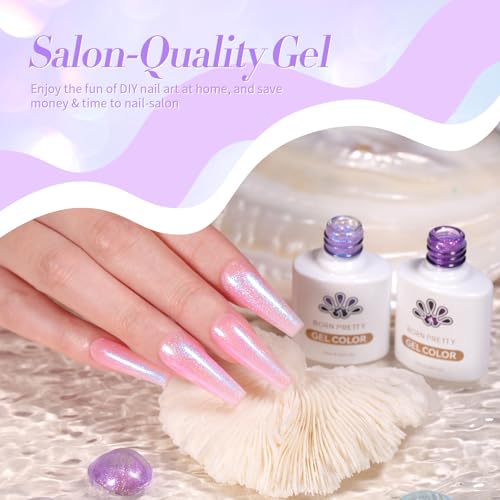 Born Pretty Pearl Gel Nail Polish Set Shell Glimmer Shimmer Mermaid Glitter Gel Polish Transparent Jelly Pearlescent Gel Polish Nail Art Manicure Varnish 6 Colors 7ml Collection Gifts