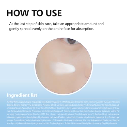 ISNTREE Hyaluronic Acid Moist Cream 100ml, 3.38 fl.oz | Balances Oil & Moisture | Deep moisturizer