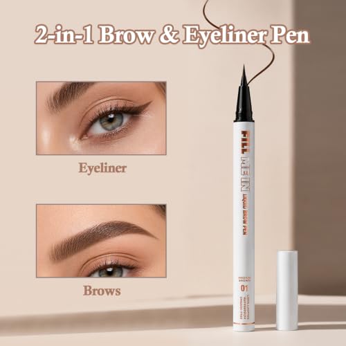 Dual-Use Liquid Brow Pen - Eyebrow & Eyeliner, Waterproof