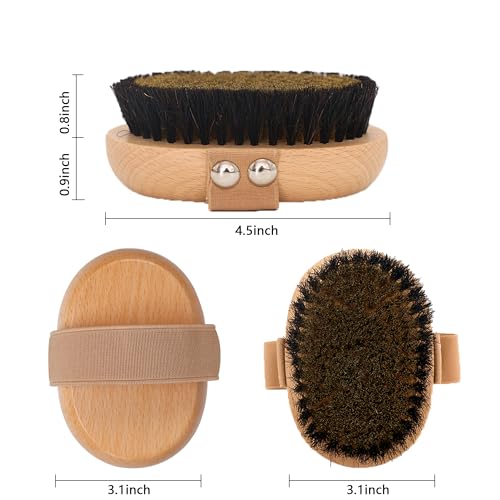 OWIIZI Copper Dry Brushing Body Brush with Ion Charged Copper Soft Bristles Antiskid Wooden Exfoliator Massage Body Scrubber