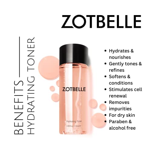 ZOTBELLE Hydrating Toner Softens, Soothes, Conditions, Refines, Nourishes, Stimulates Cell Renewal and Removes Residual Impurities as it Tones.
