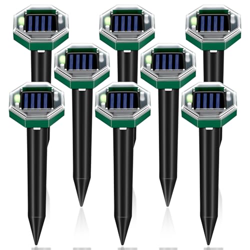 Jahy2Tech Solar Ultrasonic Mole & Gopher Repellent Stakes Outdoor Pest Deterrent