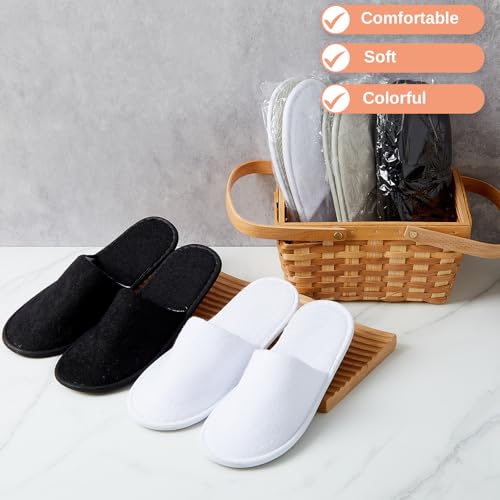 Geyoga 24 Pairs Disposable Slippers for Guests Bulk 2 Size Cotton Hotel Spa House Slippers for Graduation Wedding Party Shoeless Home Travel Individually Wrapped
