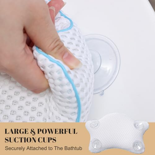 Luxury Bath Pillow with 4 Suction Cups | Non-Slip Head & Neck Support
