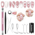 JODSONE Pink Cat Eye Magnet Set for Nails 3-in-1 Magnetic Nail Art Kit