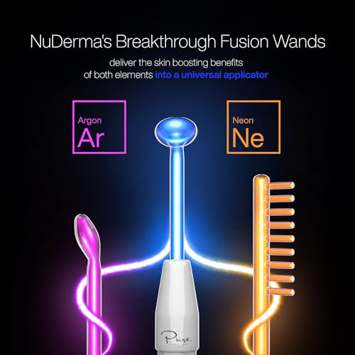 NuDerma Clinical Skin Therapy Wand with 6 Fusion Neon+Argon Applicators