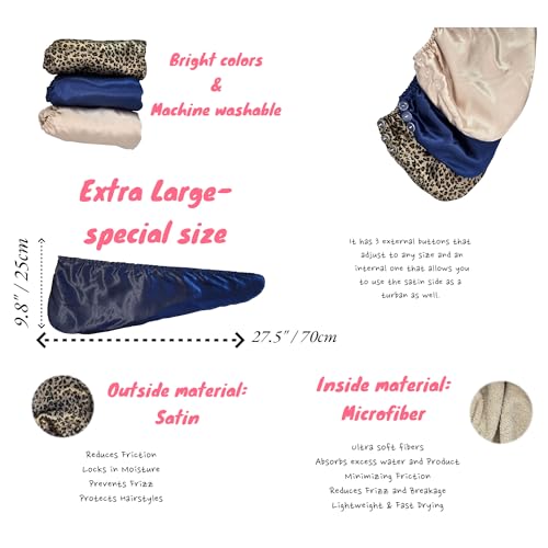 NEXSUN Ocean Blue Satin Plopping Towel for Curly Hair