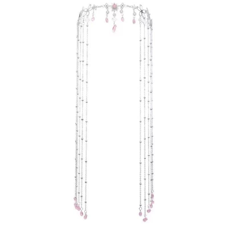 E EMZHOLE Ethnic style Headband Head Chain with Beaded,Fairy Hair Forehead Chain Crystal Headband Face Curtain Hair Accessories for Womens and Girls (01)