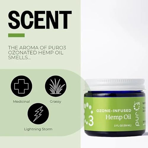 PurO3 Fully Ozonated Hemp Oil - Pure, Natural, Skin Care for Face & Body from Ozonated, Oxygenated Hemp Oil - Glass Jar, 2 oz