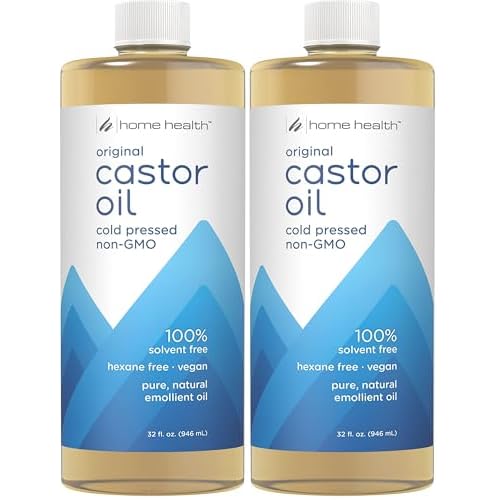 Home Health Original Castor Oil,Promotes Healthy Hair And Skin,Natural Skin Moisturizer - Pure,Cold Pressed,Non-GMO,Hexane-Free,Solvent-Free,Paraben-Free,Vegan - 32 fl oz,(Pack of 2)