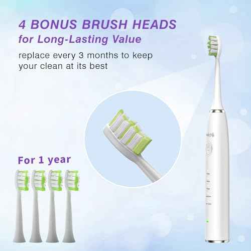 Advanced Sonic Electric Toothbrush with 4 Replacement Heads ? Multiple Modes for Deep Clean