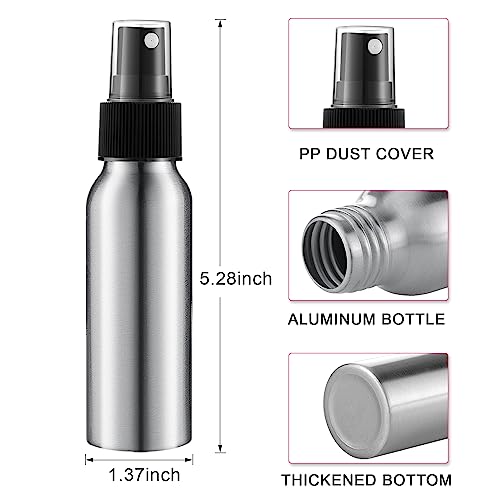 Tessco 2.7oz/ 80ml Aluminum Fine Mist Spray Bottles Reusable Metal Atomizer Bottles Fine Mist Sprayer Essential Oil Storage with Black Pump for Travel Cosmetic Perfume Toner Face Spray(50 Pcs)