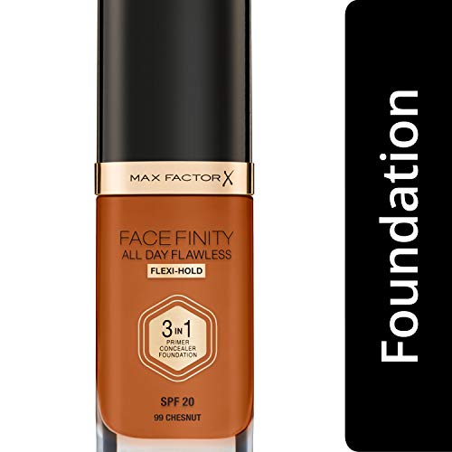 Max Factor Facefinity 3-in-1 All Day Flawless Liquid Foundation, SPF 20-99 Chestnut, 30 ml