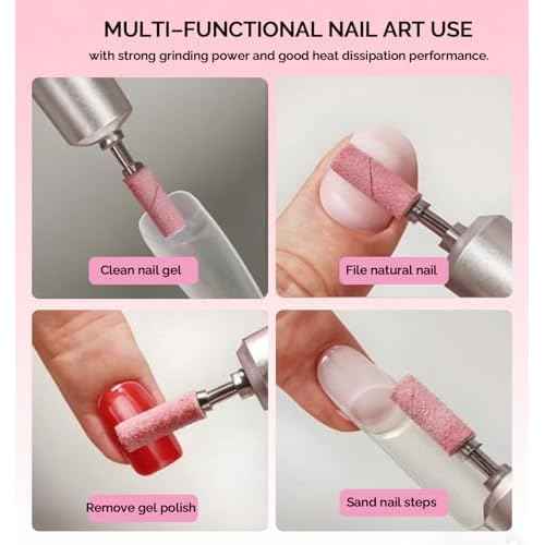 100Pcs Mini Nail Drill Sanding Bands with 3/32 Inch Mandrel Bit, 80/120/180/240 Grit Nail File for Acrylic Nails Gel Manicures and Pedicure