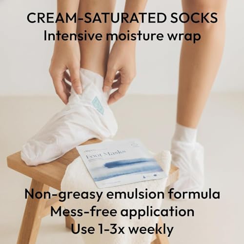 Clapoti Korean Foot Masks 0.9 Fl Oz - Natural Green Tea & Shea Butter, Deep Hydration & Softening, Vegan Treatment Socks for Dry Feet, 1 Pack