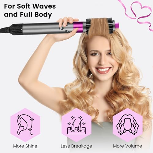 Upgraded Round Volumizing Brush Attachment Compatible with Dyson Airwrap HS01 HS05 HS08 Accessories, Upgraded Bristles for Dry Hair Add Volume Style Bangs Smooth Hair Rose