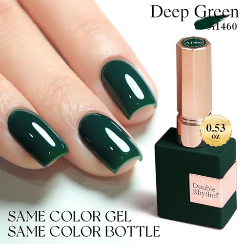 Double Rhythm Deep Green 15ML Sheer Gel Polish - Same Color, Soak Off, Salon DIY