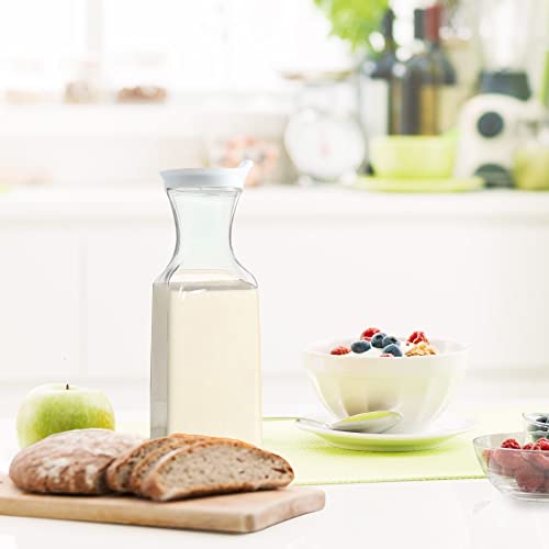 DilaBee 32oz Plastic Water Pitcher with Lid - Clear Square Carafe Set of 6