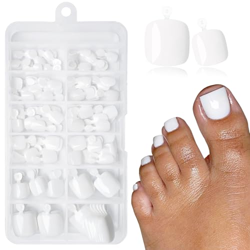 LoveOurHome 120pc White Press On Toenails Short Square