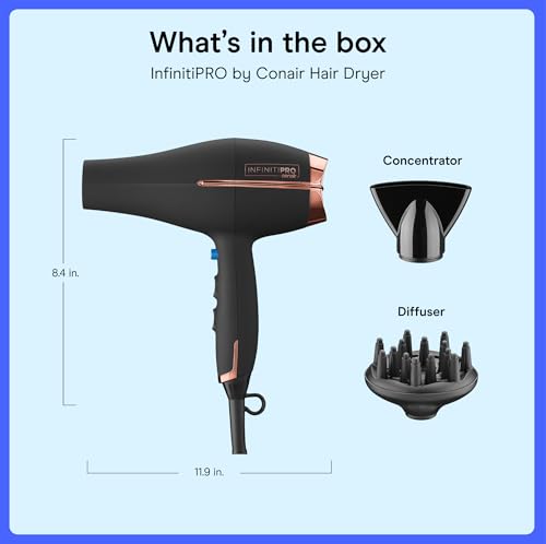 Conair InfinitiPRO 1875W Hair Dryer with Diffuser & Concentrator