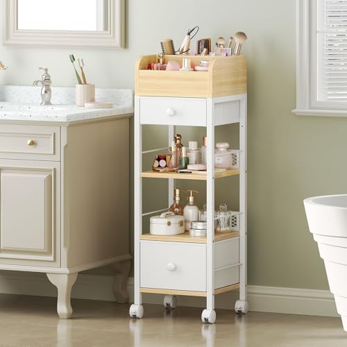 HOOBRO Mobile Makeup Organizer Cart with Fabric Drawers