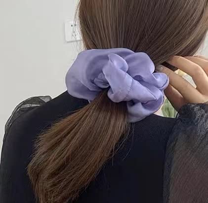 Large satin Scrunchies XL Silk Oversized Scrunchie for Thick long Hair Scrunchy Bobbles Hair Ties Jumbo for Women Girls (chiffon-light weight)