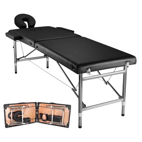 Height Adjustable Massage Bed with PU Leather - Foldable