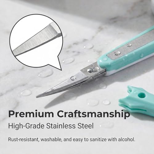 Pafason Small Travel Eyebrow & Eyelash Scissor Set - Green+Red, Precise Grooming Tools