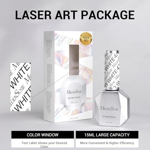 MelodySusie Thick Snow White Gel Nail Polish - 15ml UV LED Soak Off