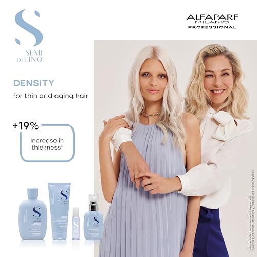 Alfaparf Milano Semi di Lino Density Thickening Cream for Thin Hair - Thermal Protection - Builds Body, Plumps Hair - Volumizing Hair Product ? Revitalized, Youthful, Thicker Hair - Vegan (4.23 Oz)