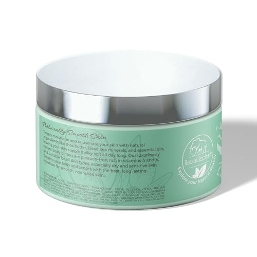 Natural Elephant Body Butter with Shea Butter, Dead Sea Minerals & Vitamin E - Luxurious Moisturizer, Hydrating Cream, Cruelty-Free, Paraben-Free, 9 oz (Kiwi)